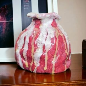 Roy Red And Cream Clay Bud Vase - OS